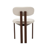 Dining room chairs - Japandi Dining room chair Miyo Bouclé Beige - Walnut look Frame - Dimehouse