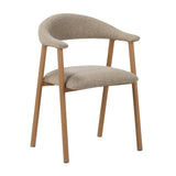 Dining room chairs - Japandi Dining room chair Sand color Bouclé Suki - Oak look Frame - With Armrest - Dimehouse