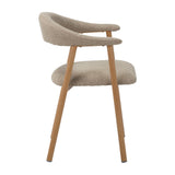 Dining room chairs - Japandi Dining room chair Sand color Bouclé Suki - Oak look Frame - With Armrest - Dimehouse