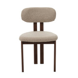 Dining room chairs - Japandi Dining room chair Miyo Bouclé Sand color - Walnut look Frame - Dimehouse