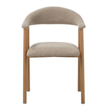 Dining room chairs - Japandi Dining room chair Sand color Bouclé Suki - Oak look Frame - With Armrest - Dimehouse