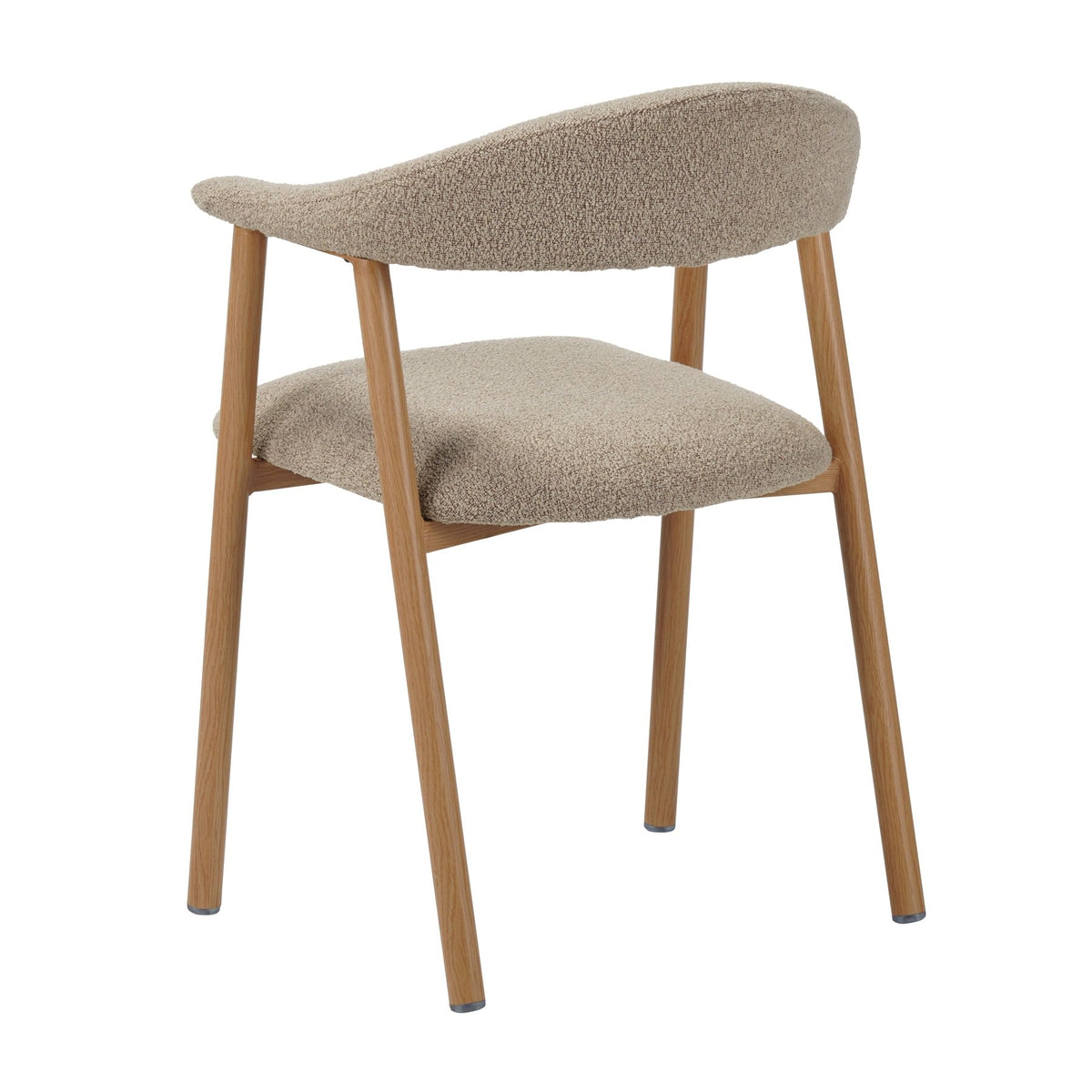 Dining room chairs - Japandi Dining room chair Sand color Bouclé Suki - Oak look Frame - With Armrest - Dimehouse