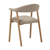 Dining room chairs - Japandi Dining room chair Sand color Bouclé Suki - Oak look Frame - With Armrest - Dimehouse