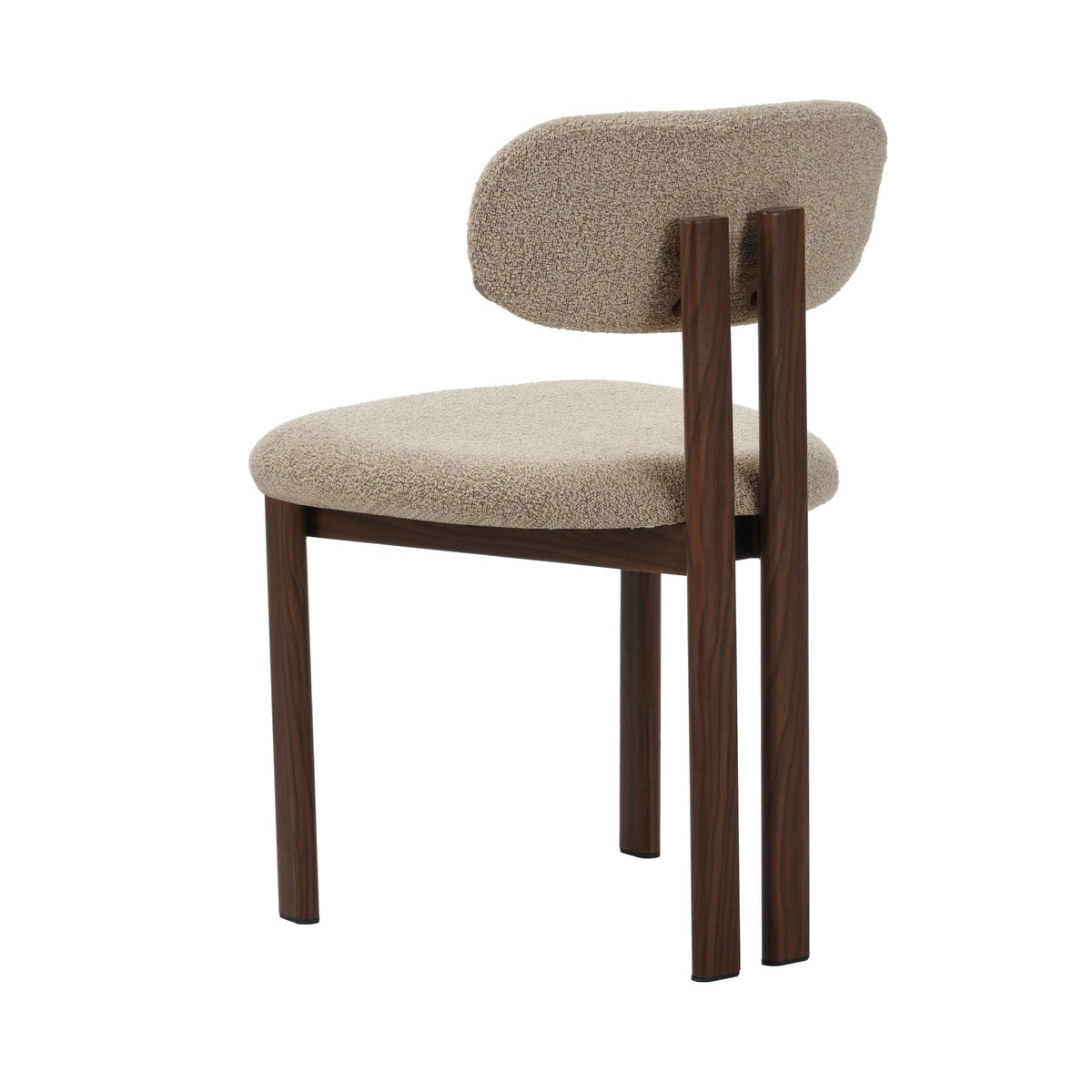 Dining room chairs - Japandi Dining room chair Miyo Bouclé Sand color - Walnut look Frame - Dimehouse
