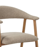 Dining room chairs - Japandi Dining room chair Sand color Bouclé Suki - Oak look Frame - With Armrest - Dimehouse
