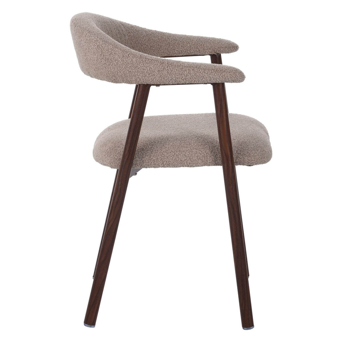 Dining room chairs - Japandi Dining room chair Sand color Bouclé Suki - Walnut Frame - With Armrest - Dimehouse