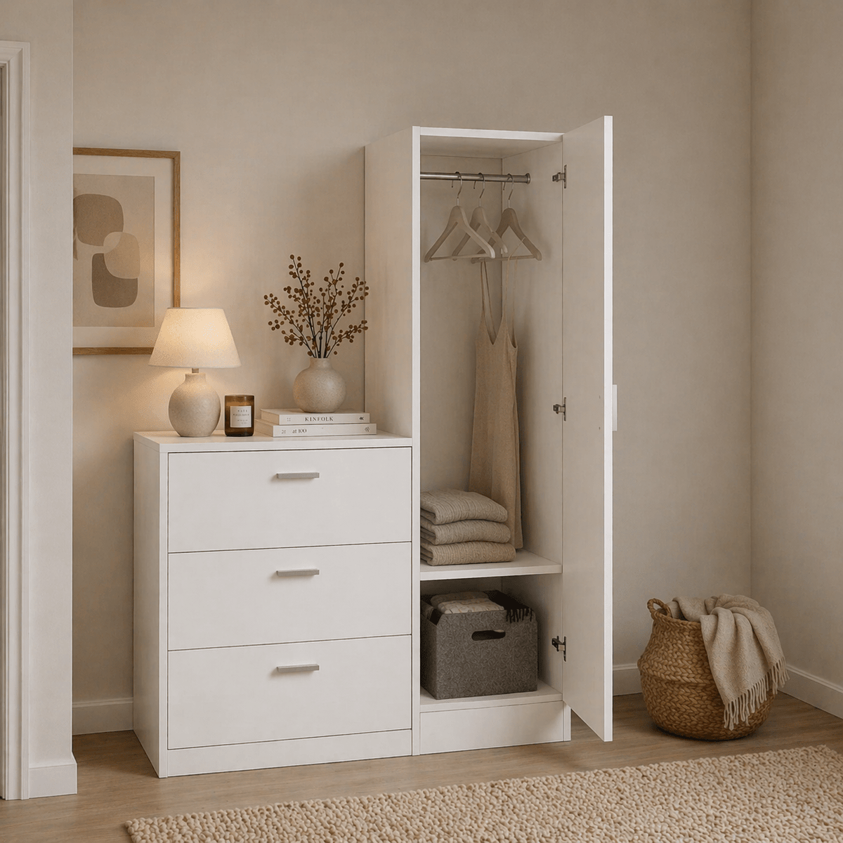 Wall cabinets - Wall cabinet White Melamine - hang and lay - 140x100x47 cm - Jade - Dimehouse