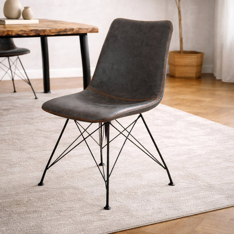 Dining room chairs - Industrial Dining room chair Viano Anthracite - Without Armrests - Dimehouse