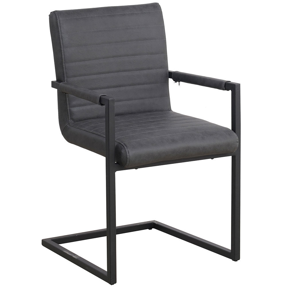 Dining room chair Kuba Dimehouse Anthracite LxWxH 71x59x58 Faux leather White photo diagonal front view