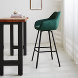 Bar stool Elise Velvet Dimehouse Green LxWxH 95x59x57 Velvet Atmospheric photo side view