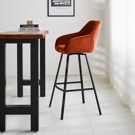 Bar stool Elise Velvet Dimehouse Rust LxWxH 95x59x57 Velvet Atmospheric photo side view