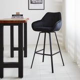 Bar stool Elise Velvet Dimehouse Black LxWxH 95x59x57 Velvet Atmospheric photo diagonal front view