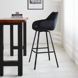 Bar stool Elise Velvet Dimehouse Black LxWxH 95x59x57 Velvet Atmospheric photo side view