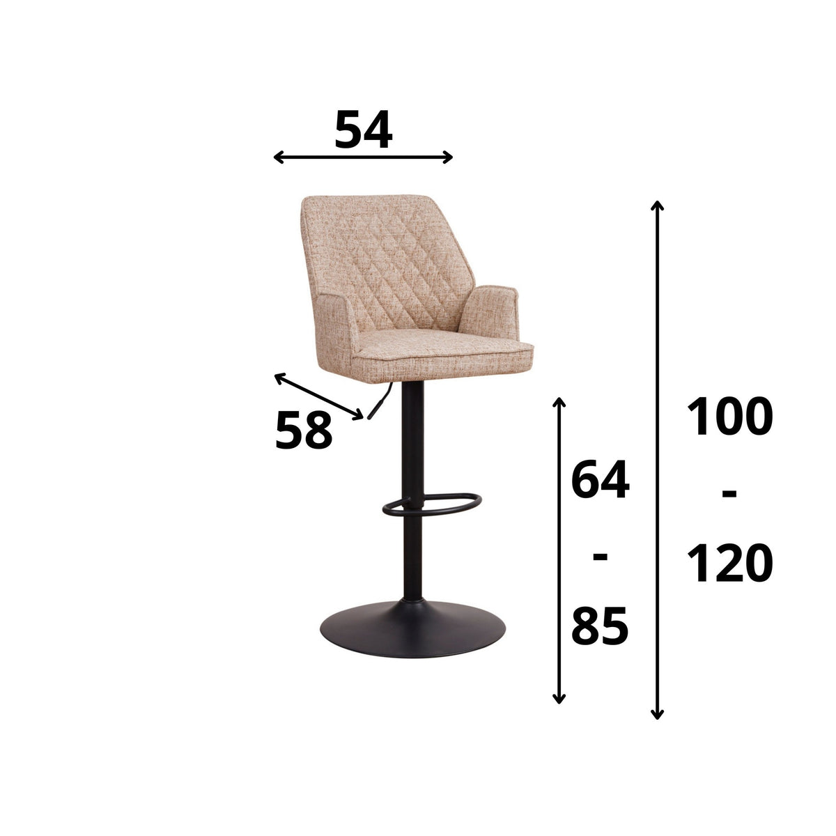 Bar stool Novan chenille Dimehouse White LxWxH 75x58x54 Fabric White photo size indication