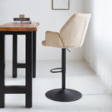 Bar stool Novan chenille Dimehouse White LxWxH 75x58x54 Fabric Atmospheric photo side view