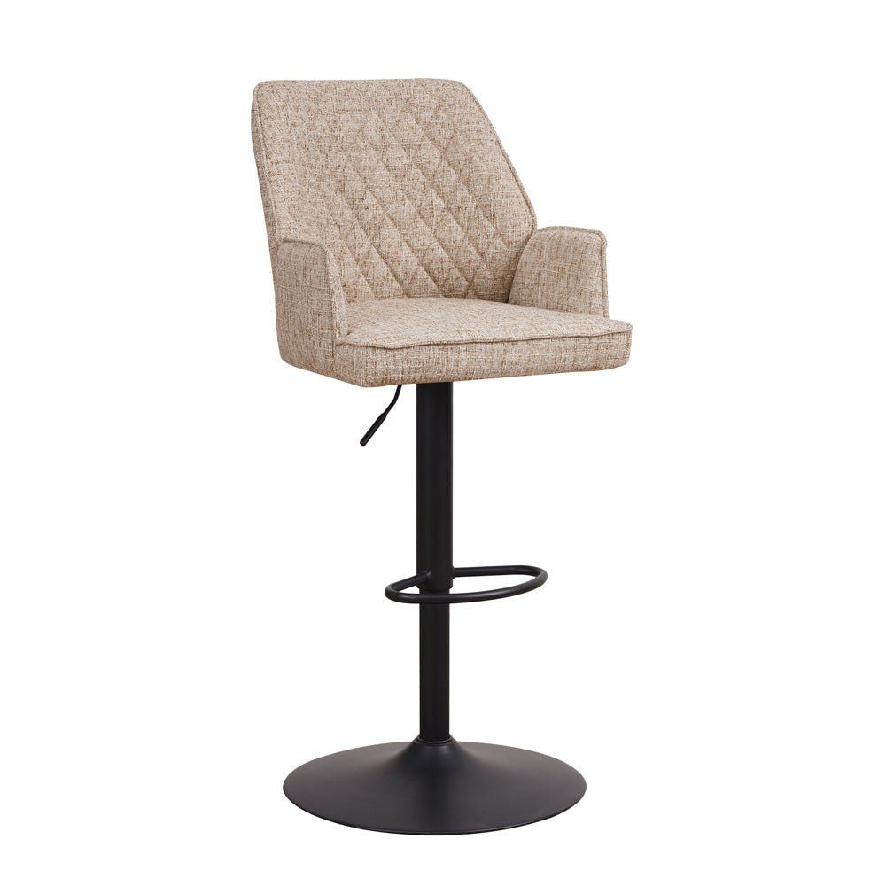 Bar stool Novan chenille Dimehouse White LxWxH 75x58x54 Fabric White photo diagonal front view