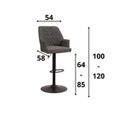 Bar stool Novan chenille Dimehouse Dark gray LxWxH 75x58x54 Fabric White photo size indication