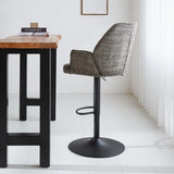 Bar stool Novan chenille Dimehouse Dark gray LxWxH 75x58x54 Fabric Atmospheric photo side view