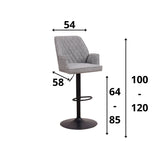 Bar stool Novan chenille Dimehouse Light gray LxWxH 75x58x54 Fabric White photo size indication