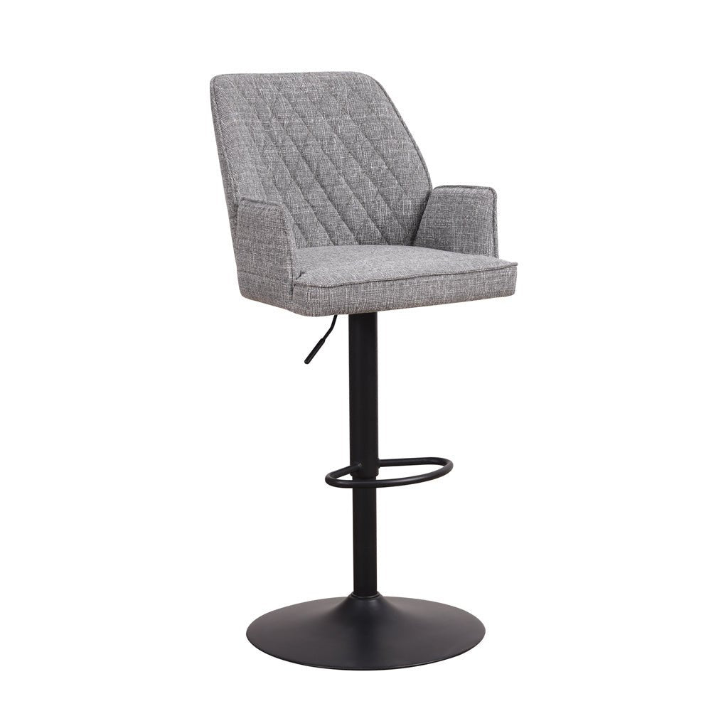 Bar stool Novan chenille Dimehouse Light gray LxWxH 75x58x54 Fabric White photo diagonal front view