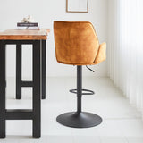 Barstool Novan velvet Dimehouse Cognac LxWxH 75x58x54 Fabric Atmospheric photo diagonal rear view