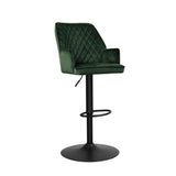 Barstool Novan velvet Dimehouse Green LxWxH 75x58x54 Fabric White photo diagonal front view