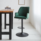Barstool Novan velvet Dimehouse Green LxWxH 75x58x54 Fabric Atmospheric photo diagonal front view