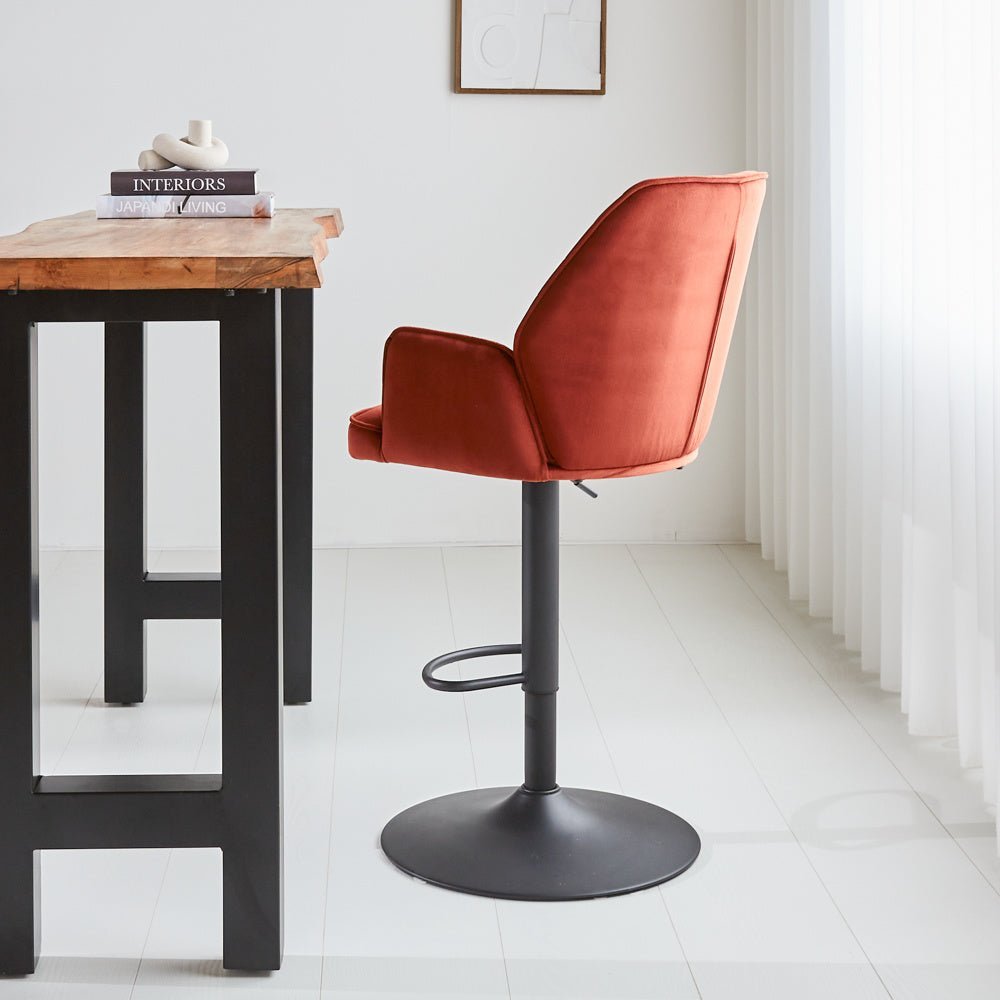 Barstool Novan velvet Dimehouse Copper LxWxH 75x58x54 Fabric Atmospheric photo side view