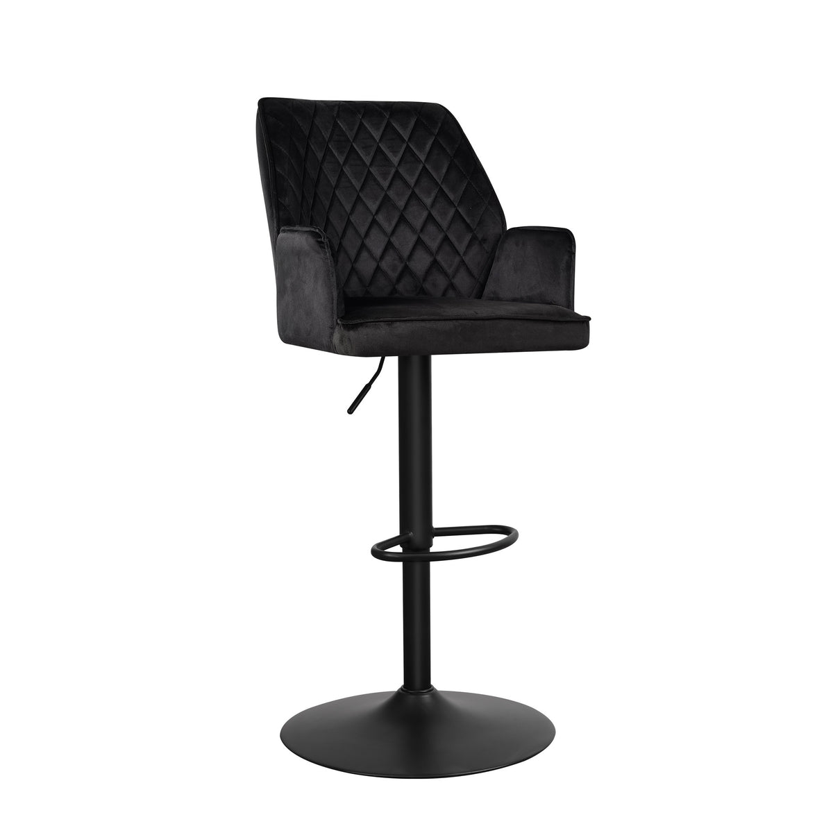 Barstool Novan velvet Dimehouse Black LxWxH 75x58x54 Fabric White photo diagonal front view