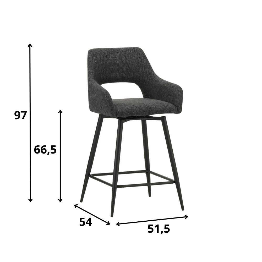Barstool Skye Dimehouse Black LxWxH 81x63x54 Fabric White photo size indication