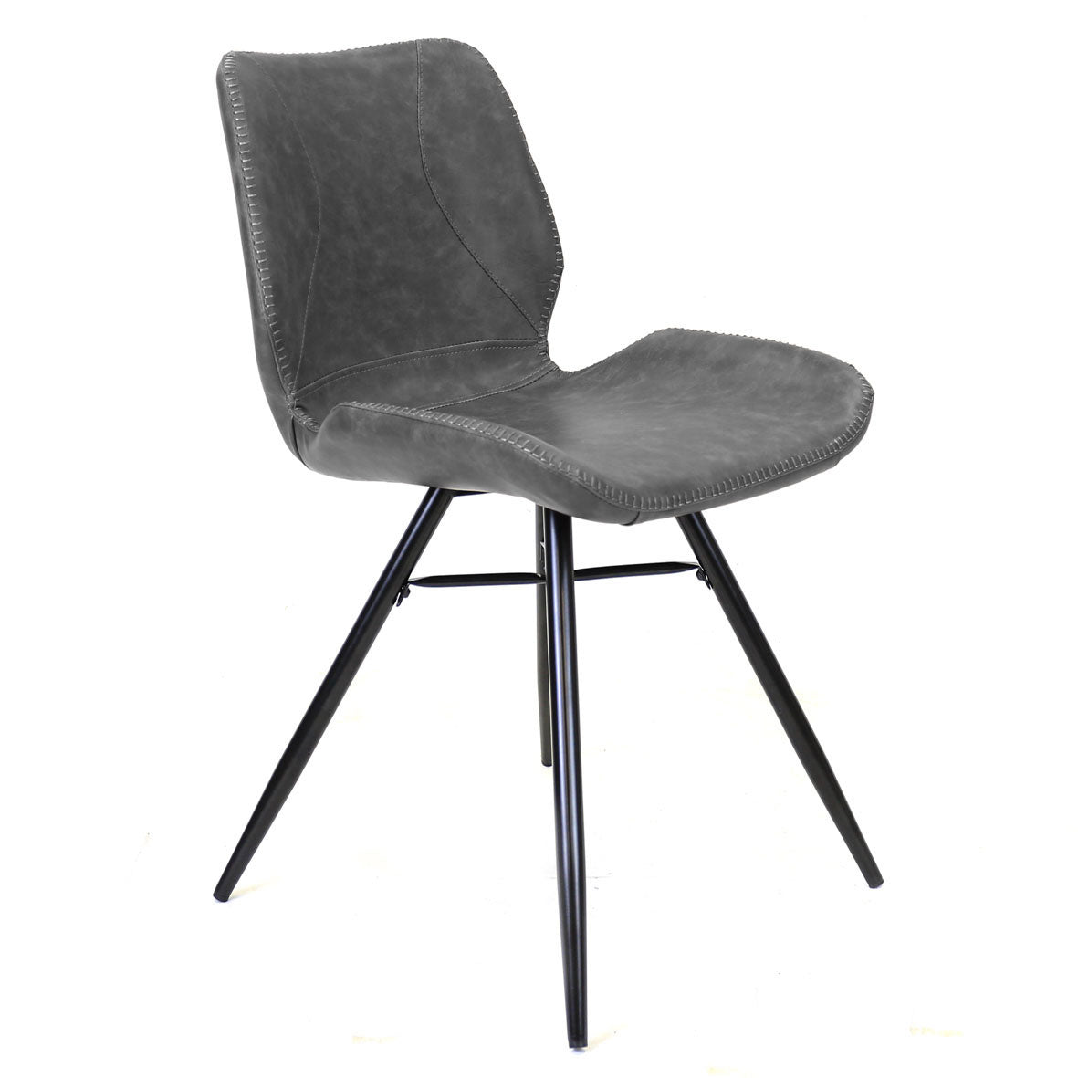 Dining room chair Beau artificial leather Dimehouse Anthracite LxWxH 72x68x50 Faux leather White photo diagonal front view