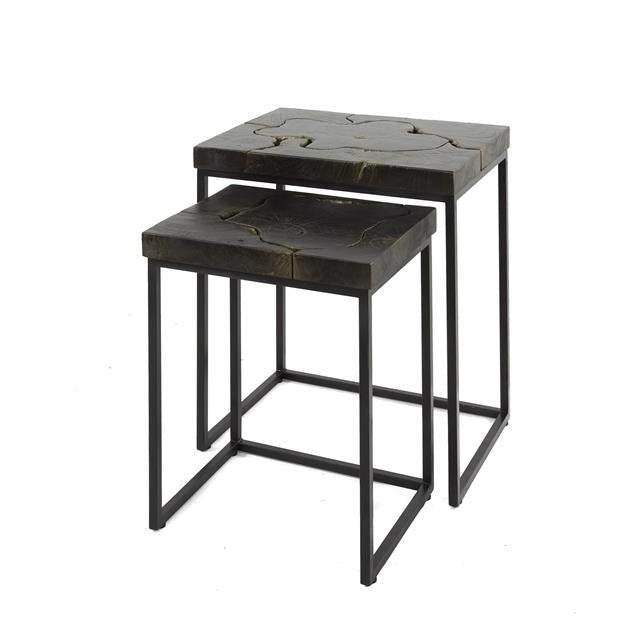Side table Minette DH Interior Black & gold LxWxH 61x51x38 Teak White photo diagonal front view