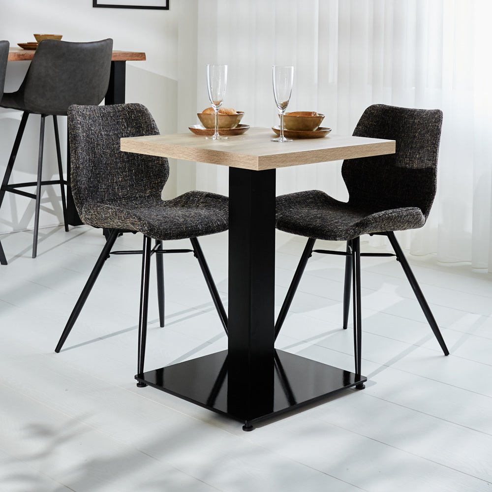 Robin Robson Oak table top Dimehouse Brown LxWxH 66x66x7 Melamine Atmospheric photo diagonal front view