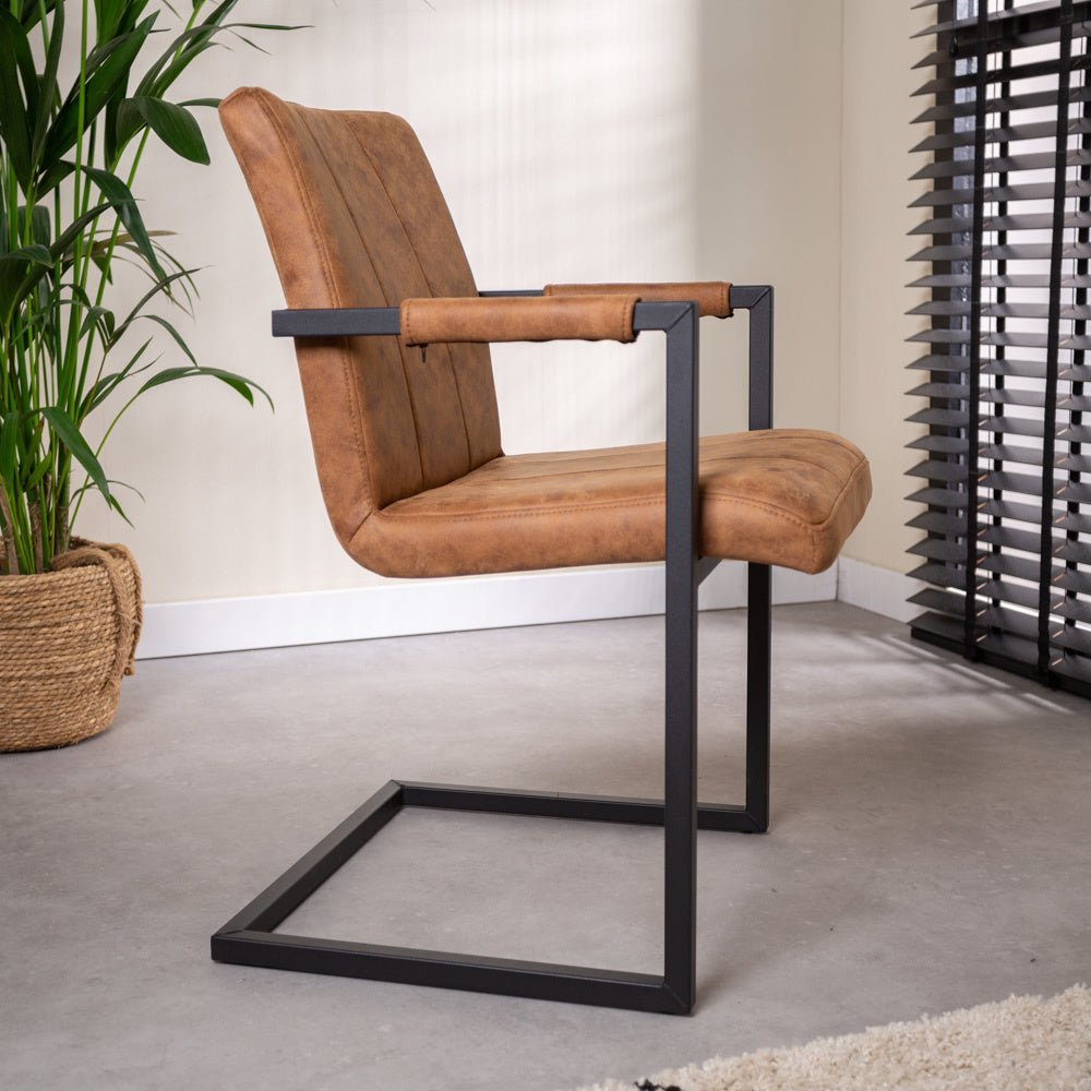 Dining room chair Jackson Dimehouse Cognac LxWxH 71x58x54 Fabric Atmospheric photo side view