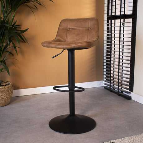 Barstool Keston Dimehouse Cognac LxWxH 82x52x39 Microfiber Atmospheric photo diagonal front view