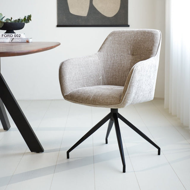 Dining room chair Camiel Dimehouse Gray LxWxH 62x61x54 Fabric Atmospheric photo diagonal front view