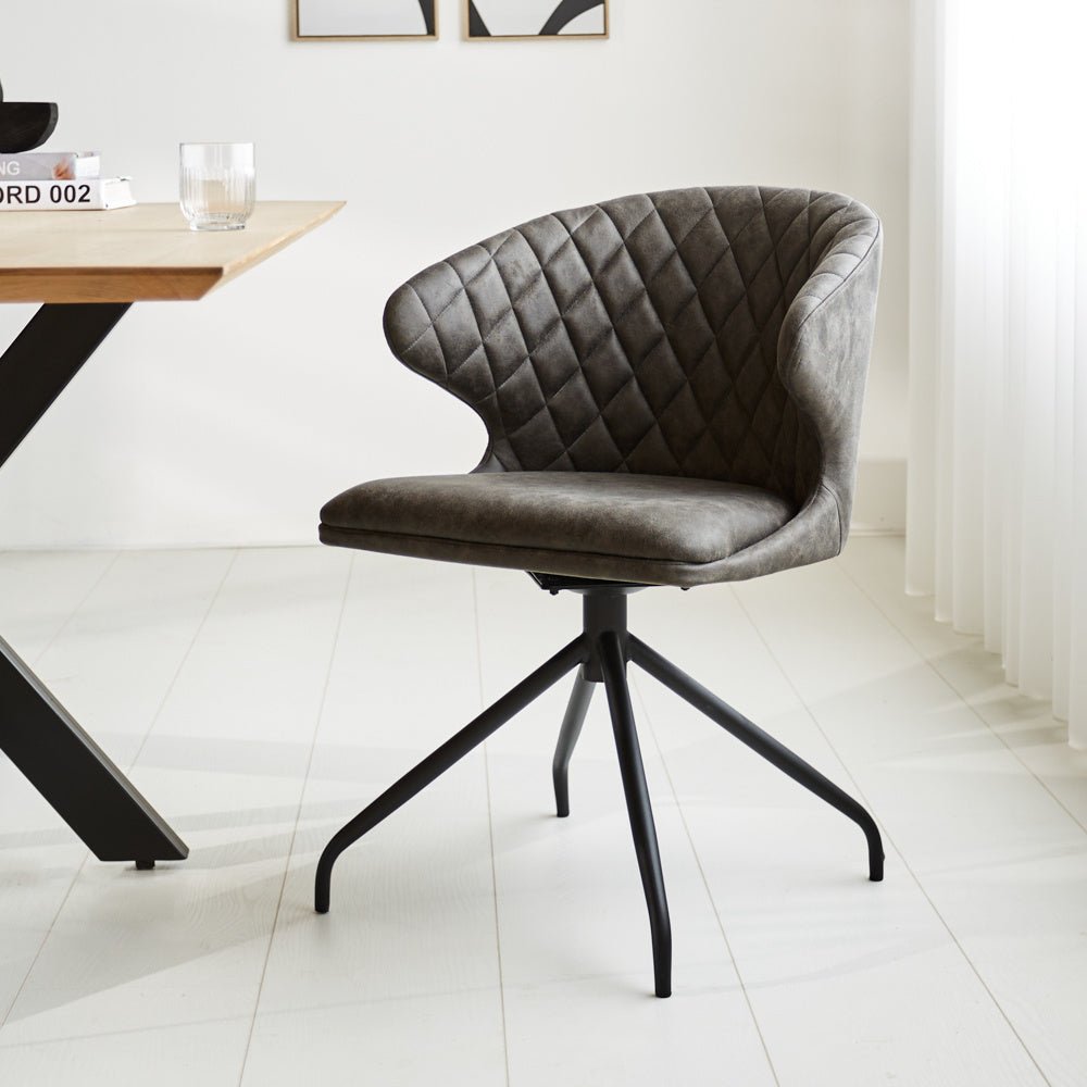 Dining room chair Eloi Dimehouse Anthracite LxWxH 58x58x54 Fabric Atmospheric photo diagonal front view