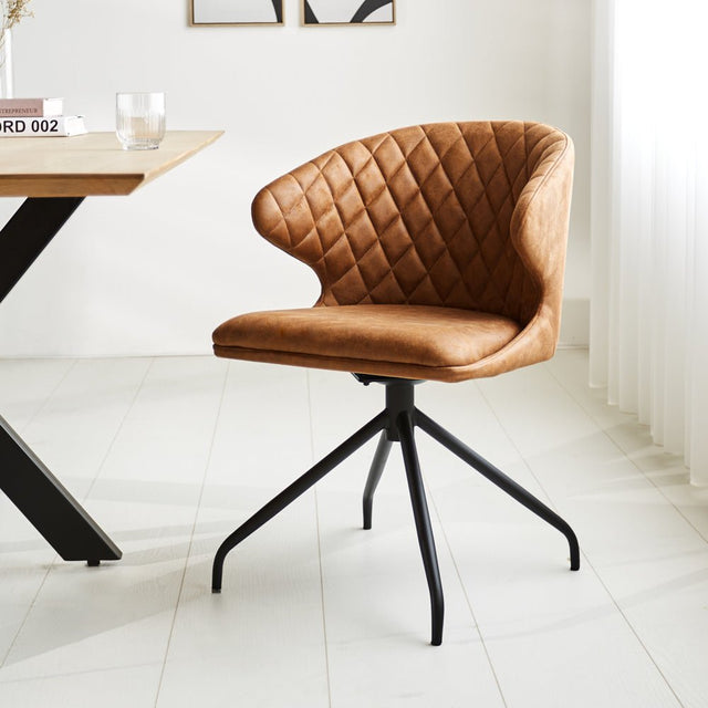 Dining room chair Eloi Dimehouse Cognac LxWxH 58x58x54 Fabric Atmospheric photo diagonal front view