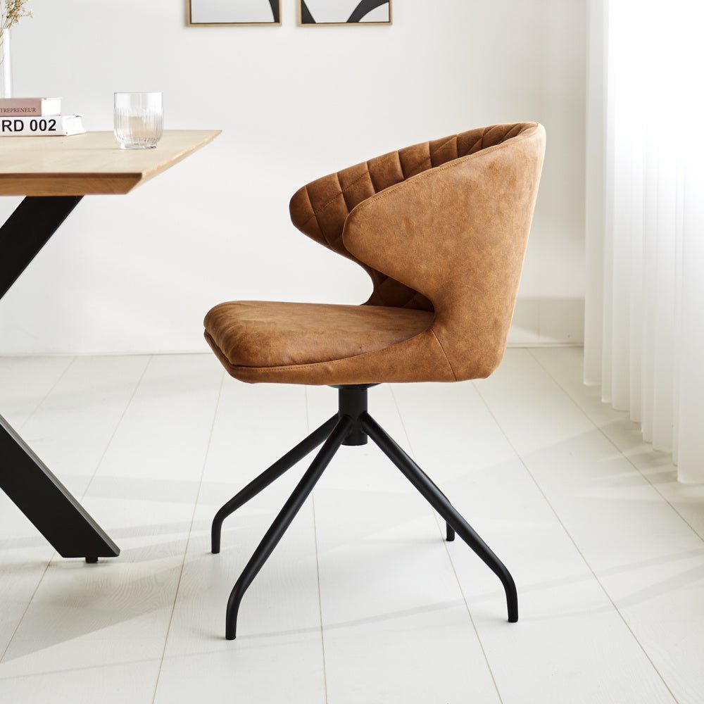 Dining room chair Eloi Dimehouse Cognac LxWxH 58x58x54 Fabric Atmospheric photo side view