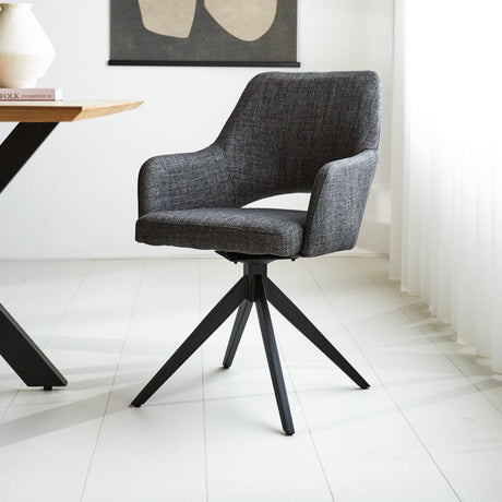 Dining room chair Sid Dimehouse Anthracite LxWxH 59x56x53 Fabric Atmospheric photo diagonal front view