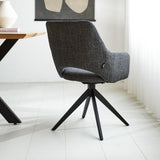 Dining room chair Sid Dimehouse Anthracite LxWxH 59x56x53 Fabric Atmospheric photo diagonal rear view