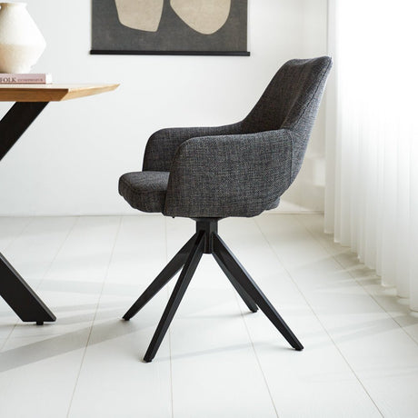 Dining room chair Sid Dimehouse Anthracite LxWxH 59x56x53 Fabric Atmospheric photo side view