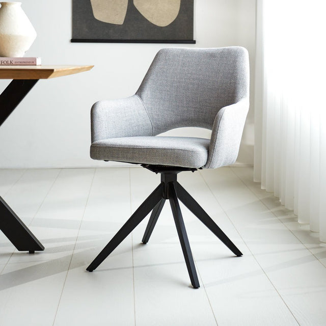 Dining room chair Sid Dimehouse Gray LxWxH 59x56x53 Fabric Atmospheric photo diagonal front view