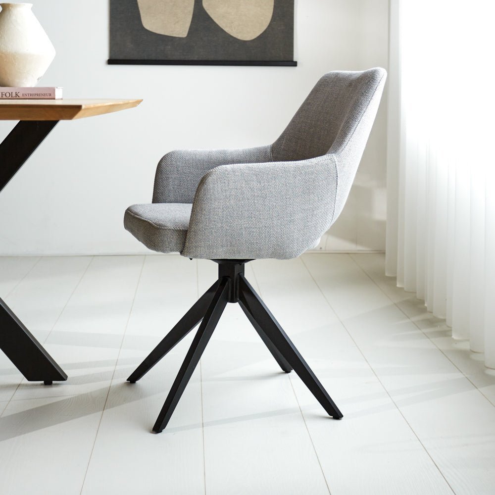 Dining room chair Sid Dimehouse Gray LxWxH 59x56x53 Fabric Atmospheric photo side view