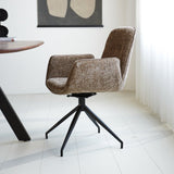 Nela dining room chair Dimehouse Taupe LxWxH 64x64x52 Fabric Atmospheric photo side view