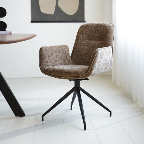 Nela dining room chair Dimehouse Taupe LxWxH 64x64x52 Fabric Atmospheric photo diagonal front view