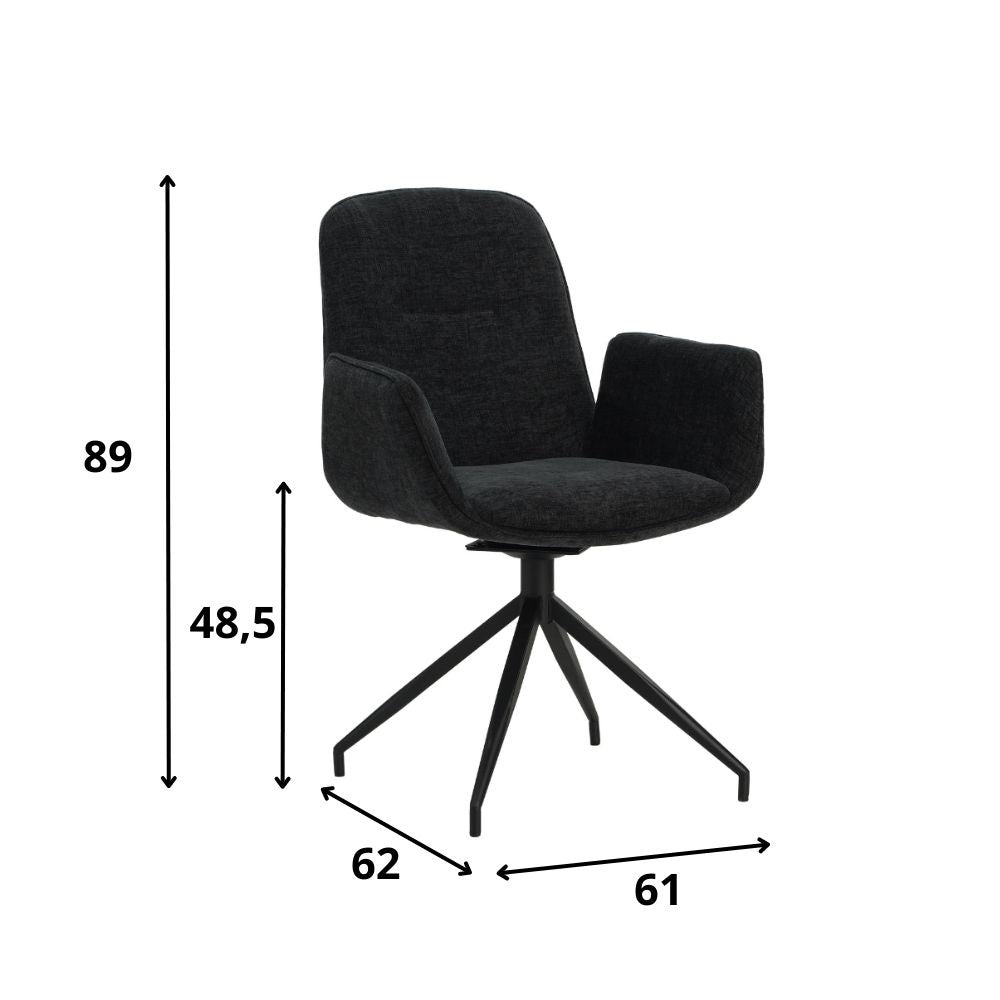Nela dining room chair Dimehouse Black LxWxH 64x64x52 Fabric White photo size indication