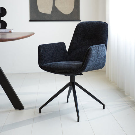Nela dining room chair Dimehouse Black LxWxH 64x64x52 Fabric Atmospheric photo diagonal front view