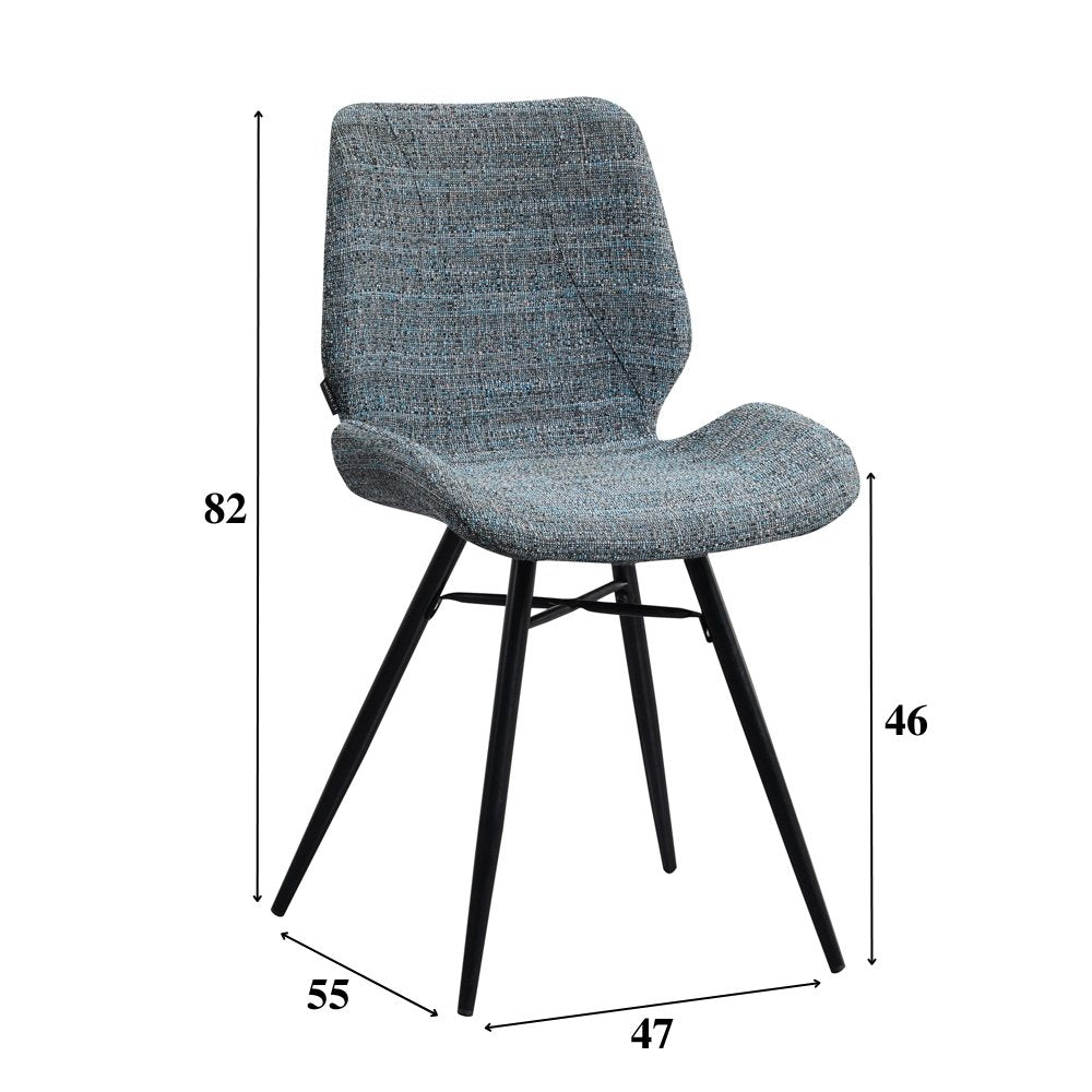Dining room chair Beau chenille Dimehouse Blue LxWxH 72x68x50 Fabric White photo size indication