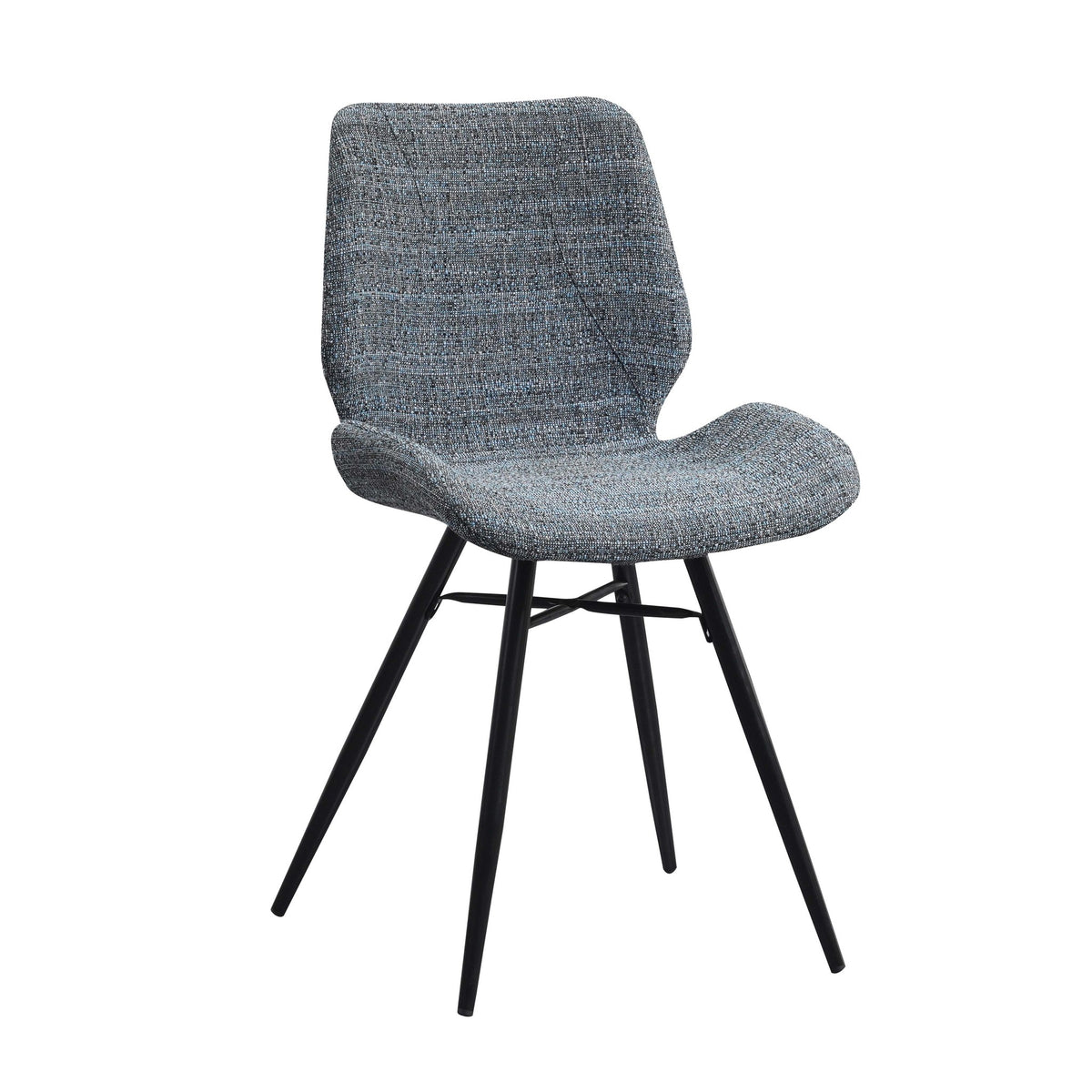 Dining room chair Beau chenille Dimehouse Blue LxWxH 72x68x50 Fabric White photo diagonal front view